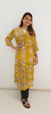 Pure linen digital print kurti